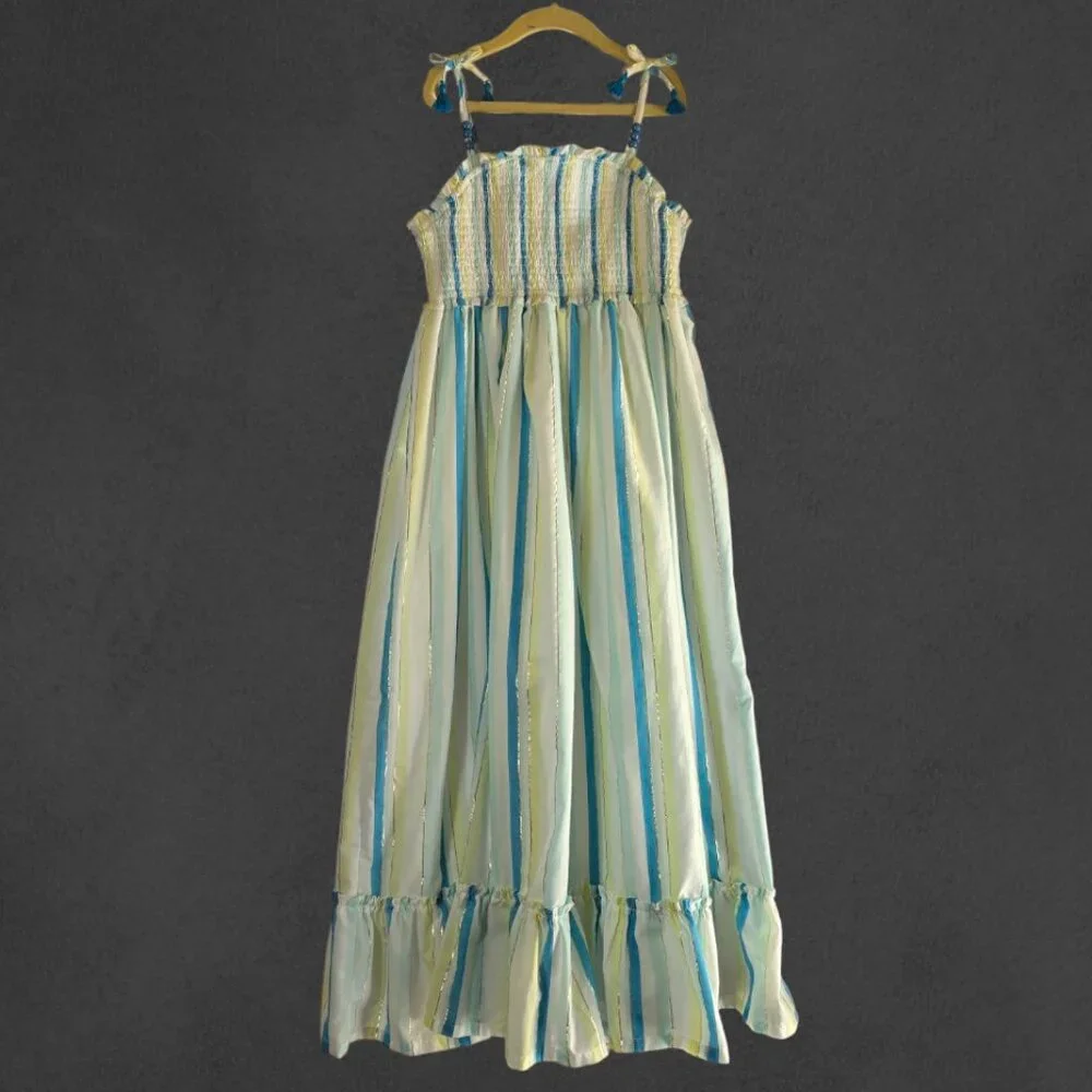 Girls HAUTE HIPPIE Striped Spaghetti Strap Boho Sundress sz 12